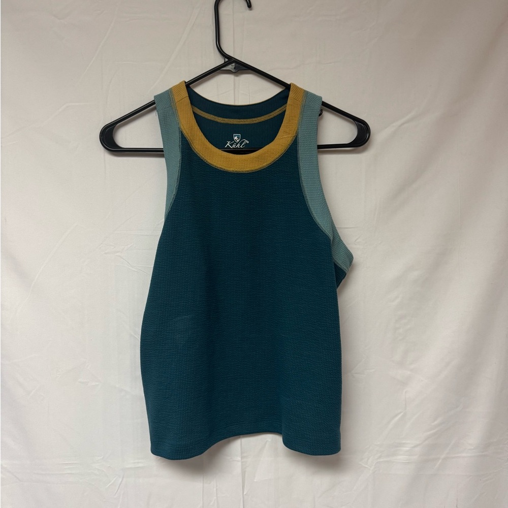 Kuhl Women's Teal Performance Tank with Mustard Neck Trim